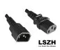 Preview: IEC kabel C13 na C14, YP-32/YC-12 LSZH, 1mm², prodlužovací, VDE, černý, délka 1,00m